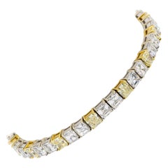 Chopard 16 Carat Yellow Radiant and White Asscher Diamond Line Bracelet