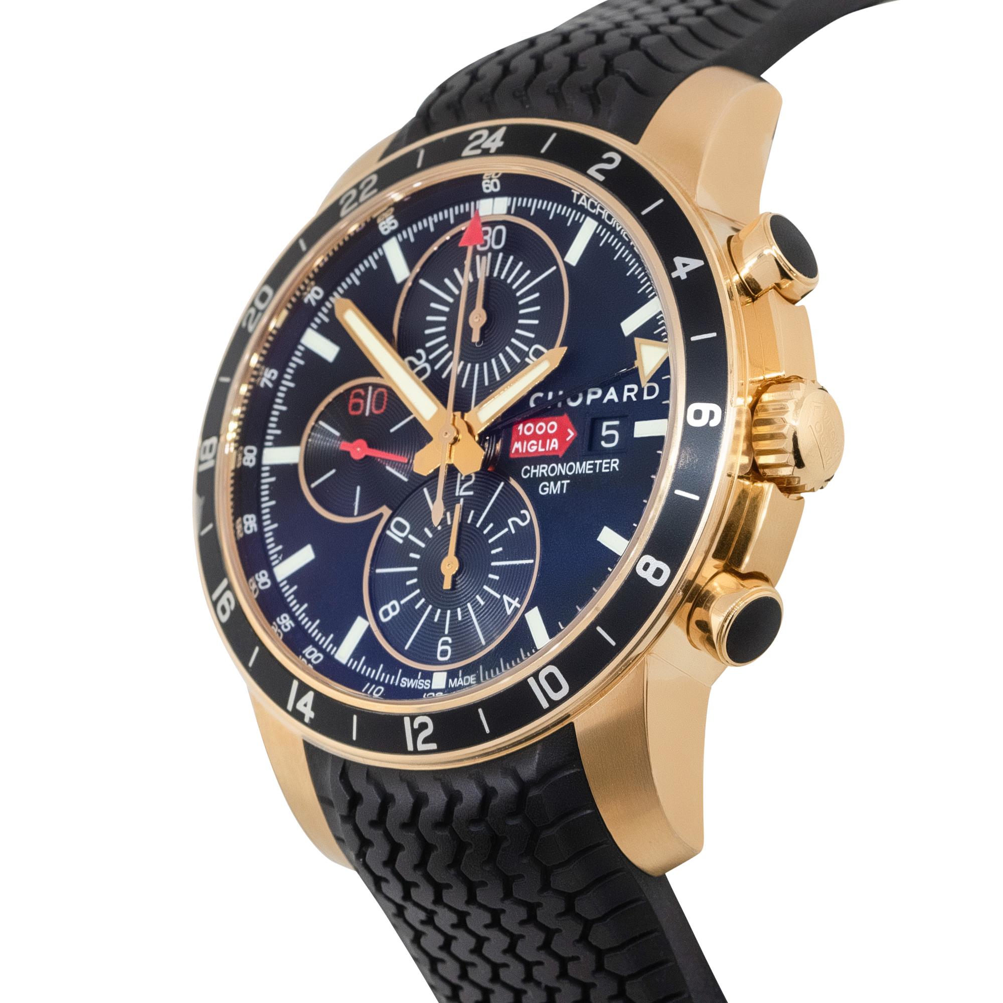 Chopard 161288 Mille Miglia 18k Rose Gold Black Dial Watch In New Condition For Sale In Boca Raton, FL