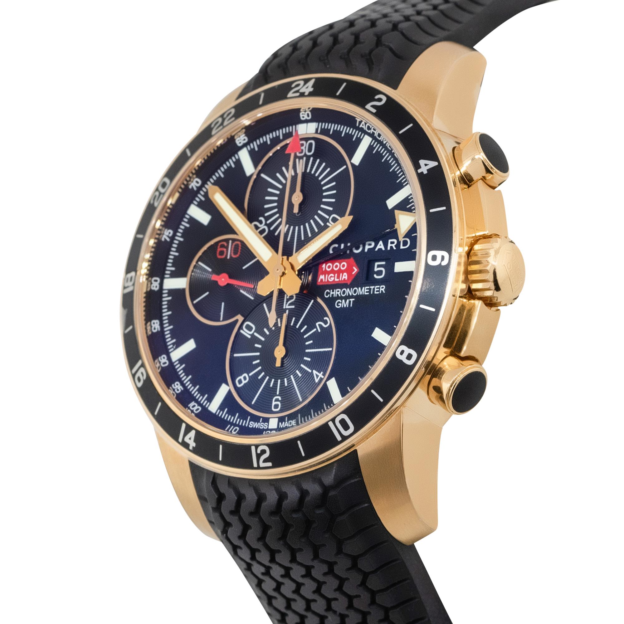 Chopard 161288 Montre Mille Miglia en or rose 18k cadran noir en vente 5