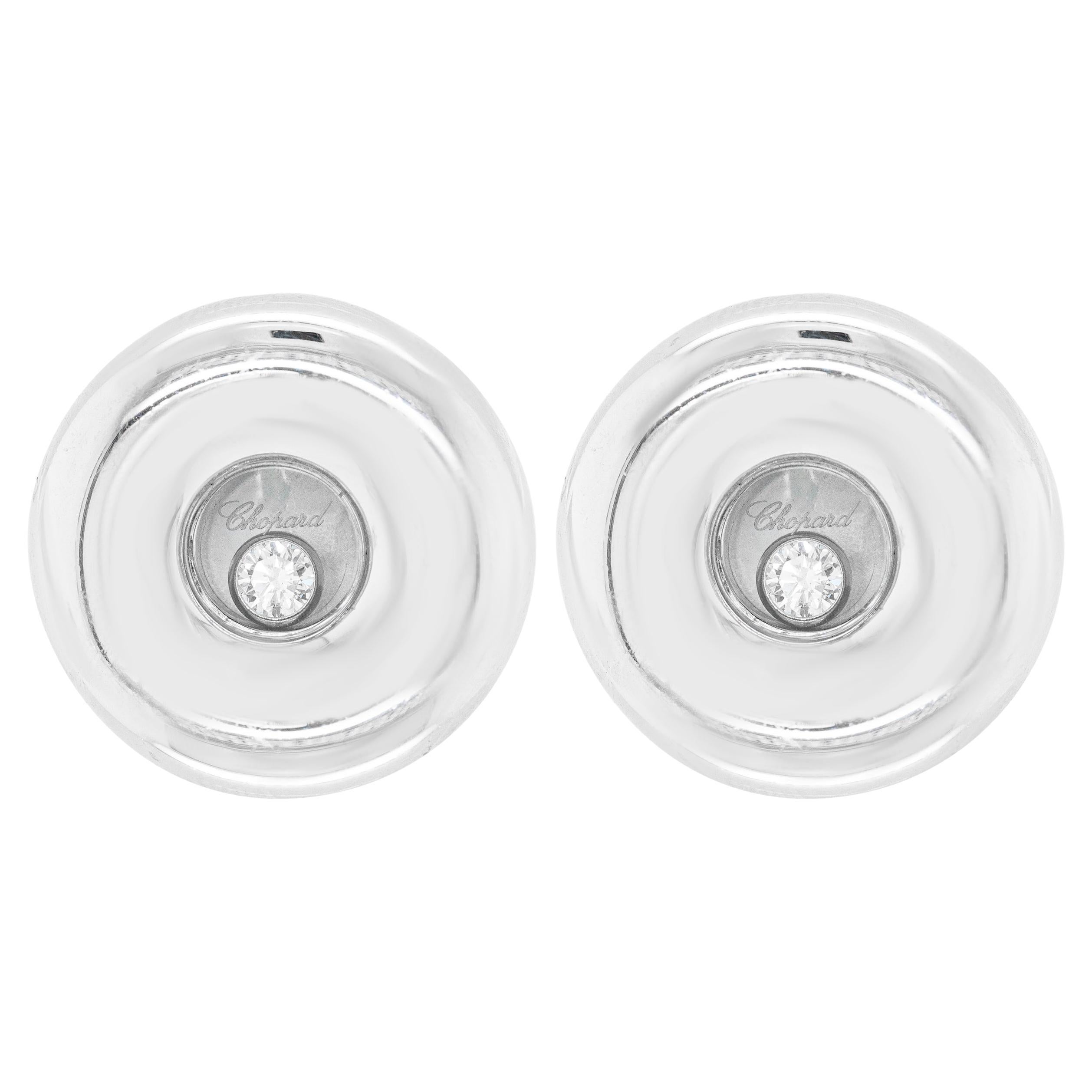 Chopard Boutons de manchette Happy en or blanc 18 carats et diamants