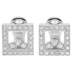 Pendientes Chopard Oro Blanco 18 Quilates Cuadrados Happy Diamonds