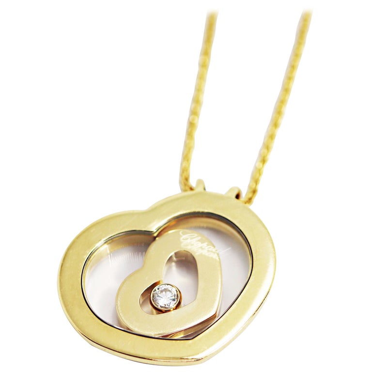 Chopard 18 Carat Yellow Gold and Diamond Happy Spirit Heart Pendant and ...