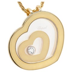 Chopard 18 Carat Yellow Gold and Diamond Happy Spirit Heart Pendant