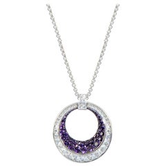 Chopard 18 Karat Gold Diamond and Amethyst Pave Large Ring Pendant Necklace