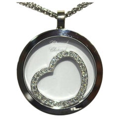 Chopard 18 Karat Happy Spirit Diamond Floating Heart Pendant Necklace