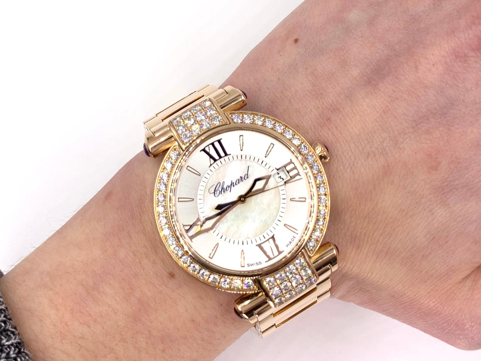 Chopard 18 Karat Rose Gold and Diamond Imperiale Watch For Sale 7