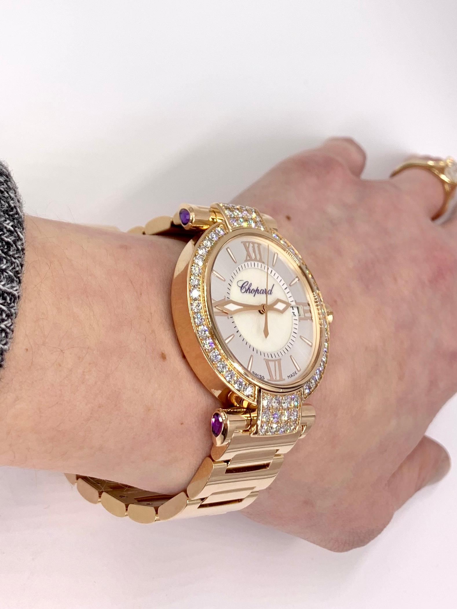 Chopard 18 Karat Rose Gold and Diamond Imperiale Watch For Sale 8