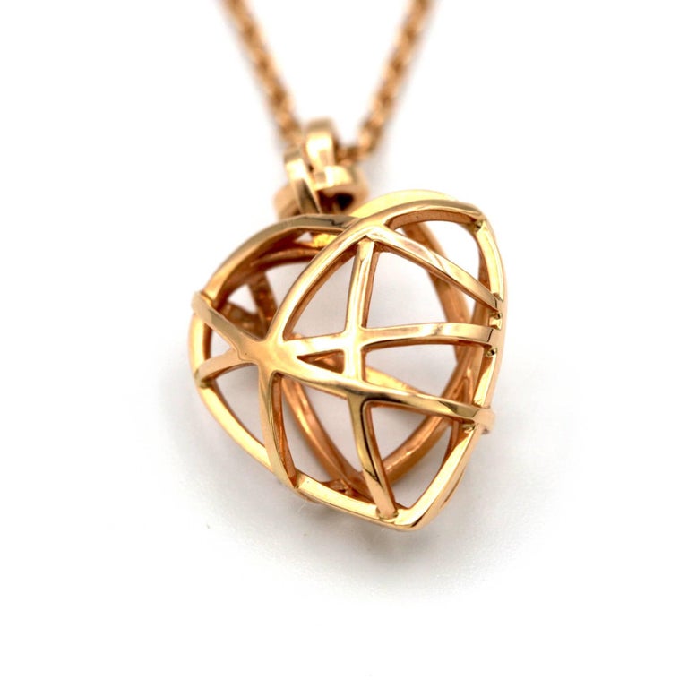 Chopard 18 Karat Rose Gold Guli Heart Pendant with Chain Necklace For Sale at 1stdibs