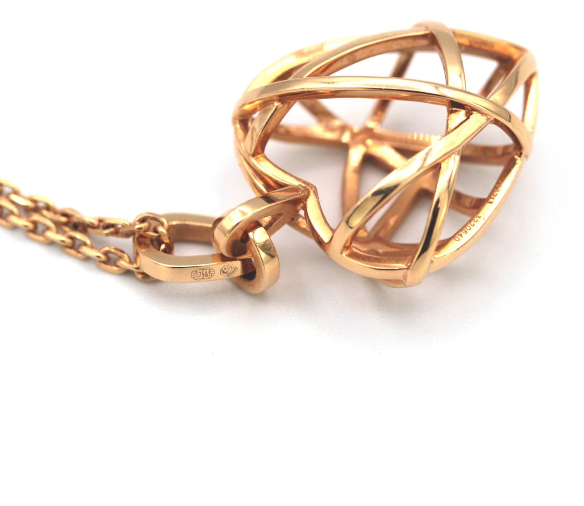 Women's or Men's Chopard 18 Karat Rose Gold Guli Heart Pendant with Chain Necklace For Sale