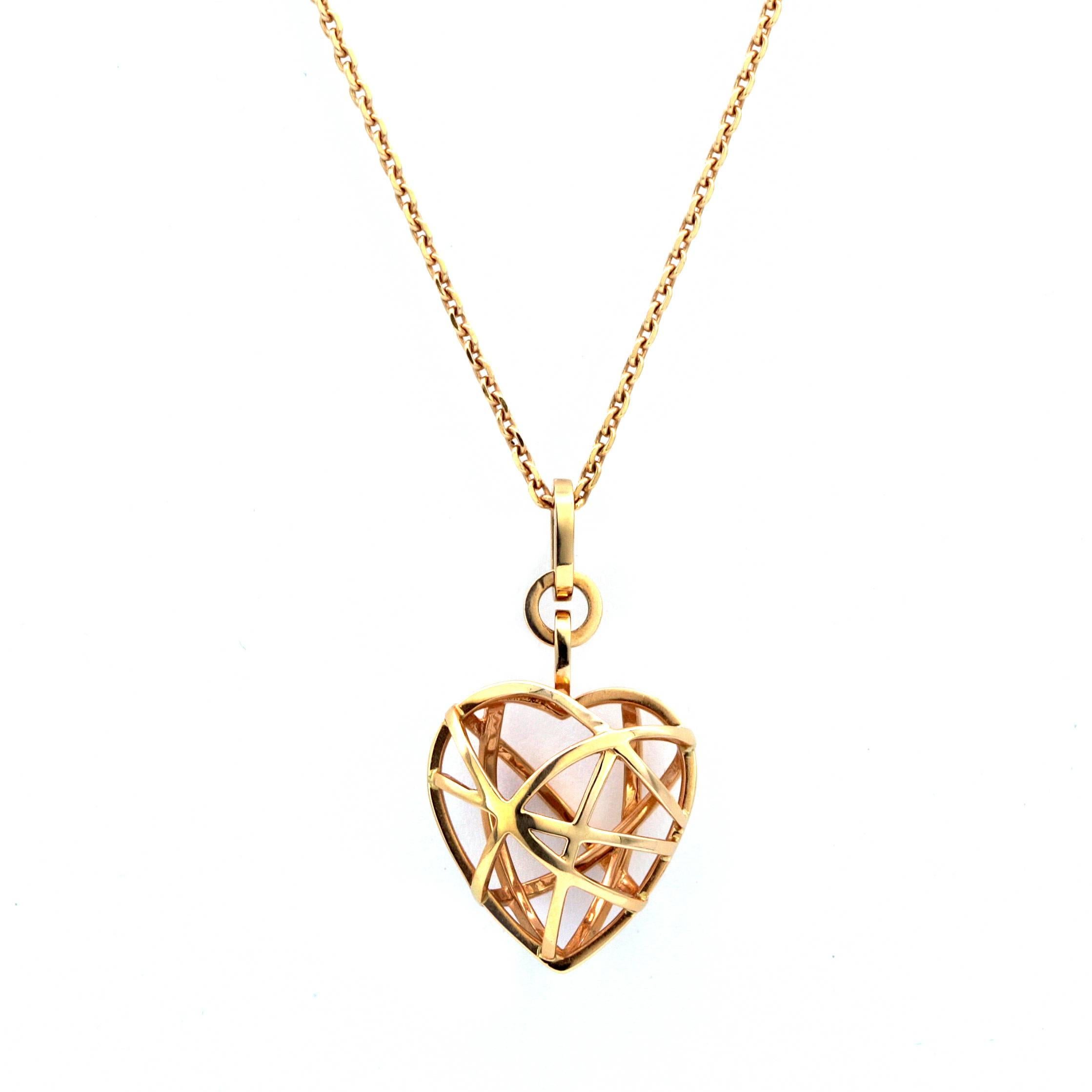 Chopard 18 Karat Rose Gold Guli Heart Pendant with Chain Necklace For Sale