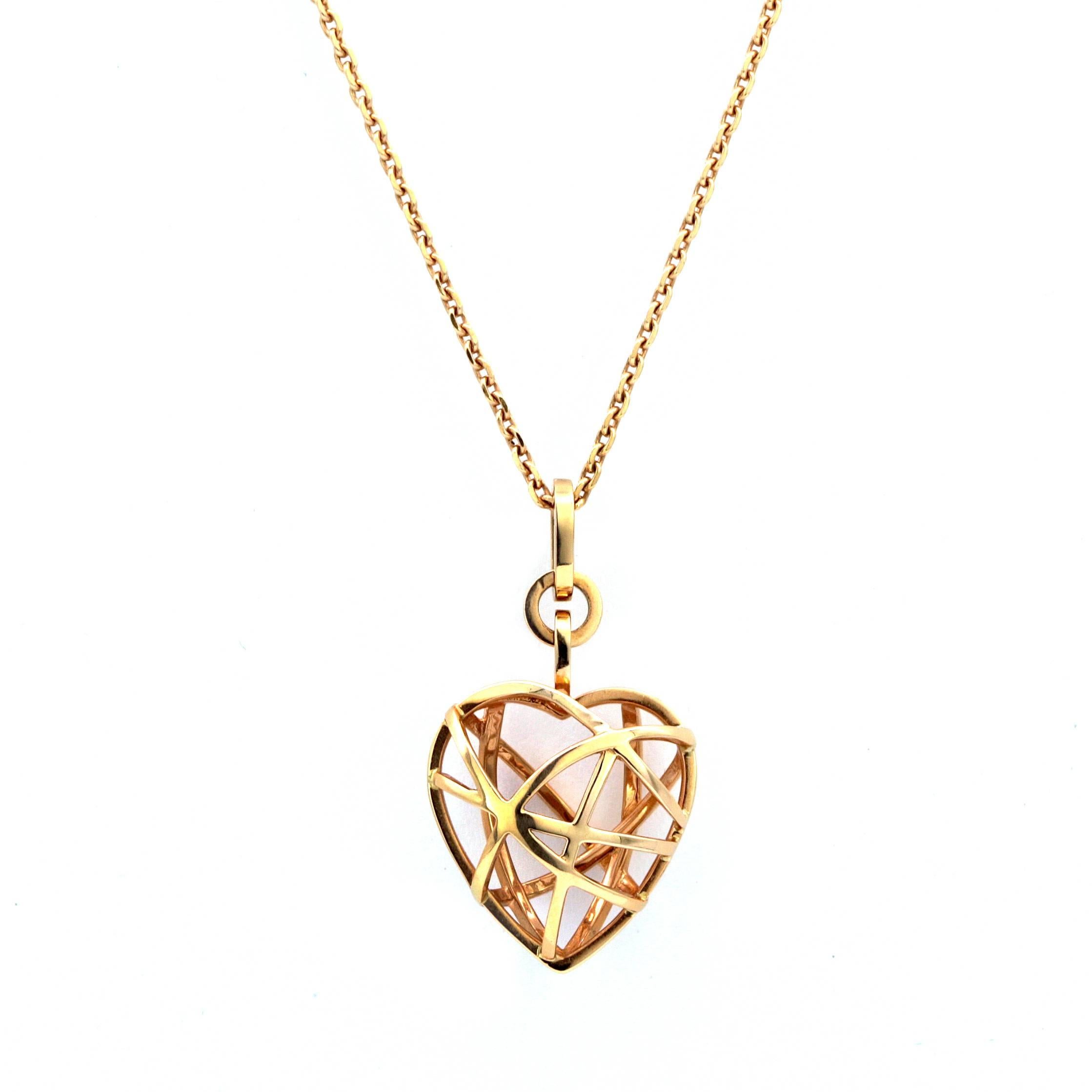 Chopard 18 Karat Rose Gold Guli Heart Pendant with Chain Necklace For Sale