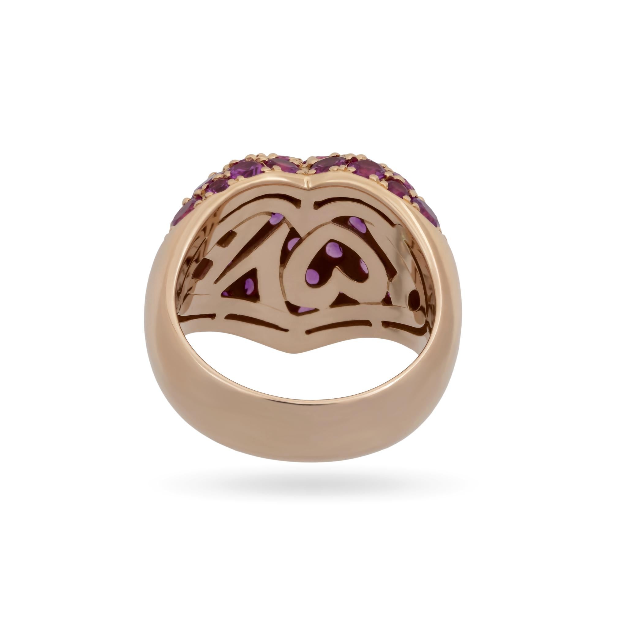 Chopard 18 Karat Rose Gold Ruby Full Heart Ring 1