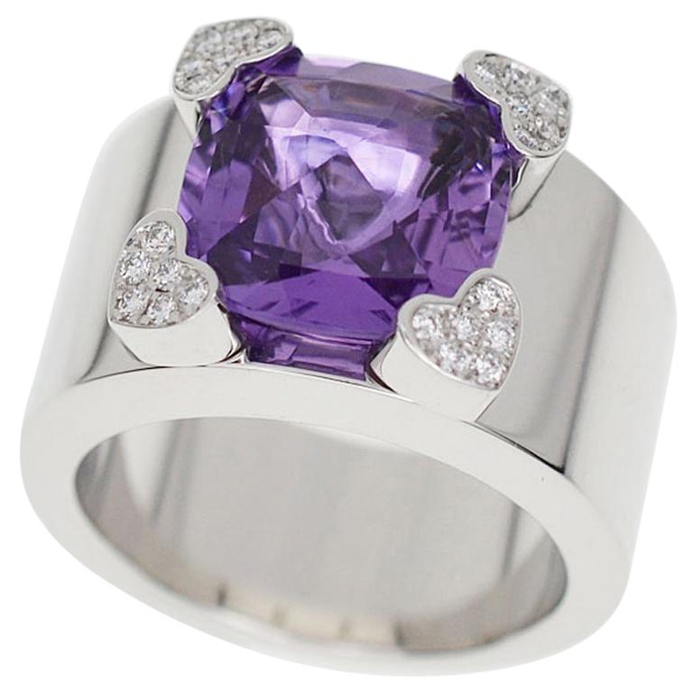 Chopard 18 Karat White Gold Amethyst Diamond Ring