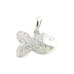 Chopard 18 Karat White Gold and Pave Diamond Happy Fish Pendant .45 Carat