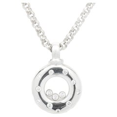 Chopard 18 Karat White Gold Floating Diamond Necklace with Diamond Bezel