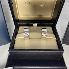 Chopard 18 Karat Weißgold Happy Diamond Hoop Ohrringe Vintage Juwelen