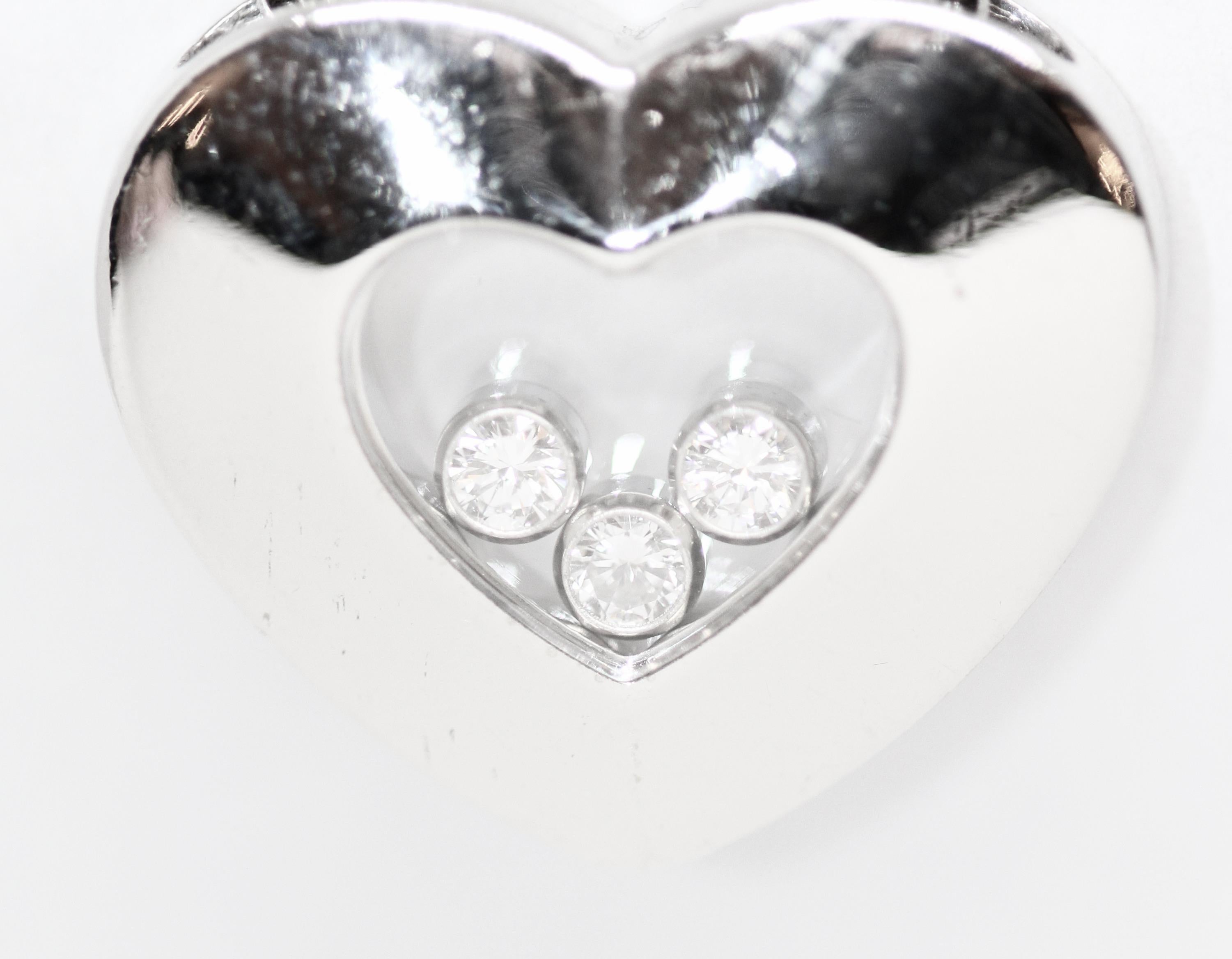 Women's or Men's Chopard 18 Karat White Gold Happy Diamonds Pendant Necklace