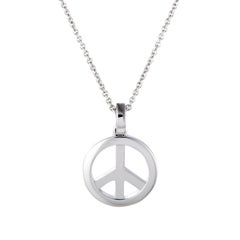 Chopard 18 Karat White Gold Peace Sign Pendant Necklace