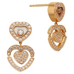 Chopard 18 Karat Gelbgold und Diamant Happy Amore Herz Ohrringe