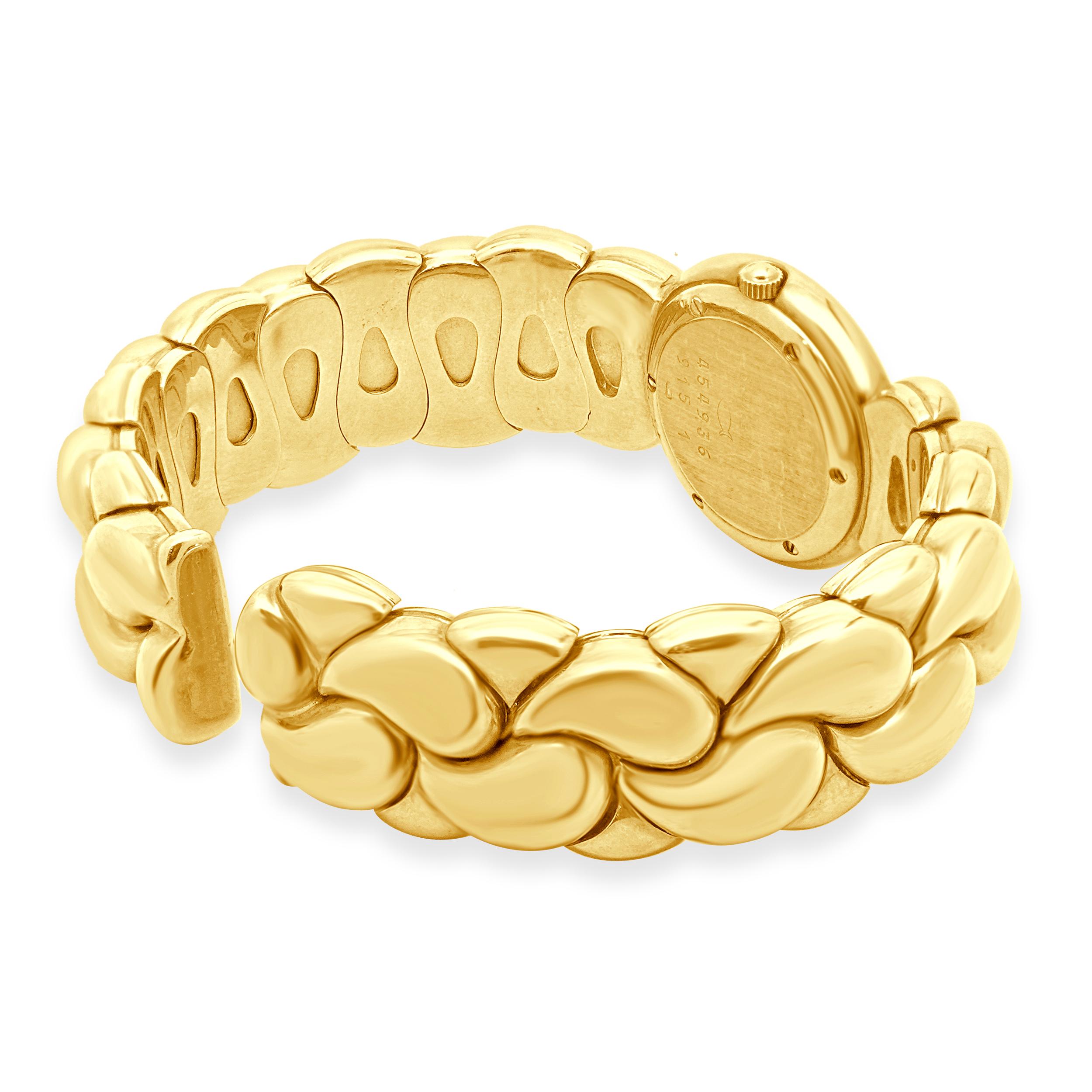 Round Cut Chopard 18 Karat Yellow Gold Casmir Vintage Diamond Watch For Sale