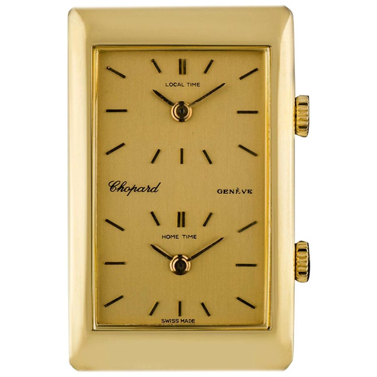 Chopard 18 Karat Yellow Gold Champagne Dial Dual Time Zone Gents  