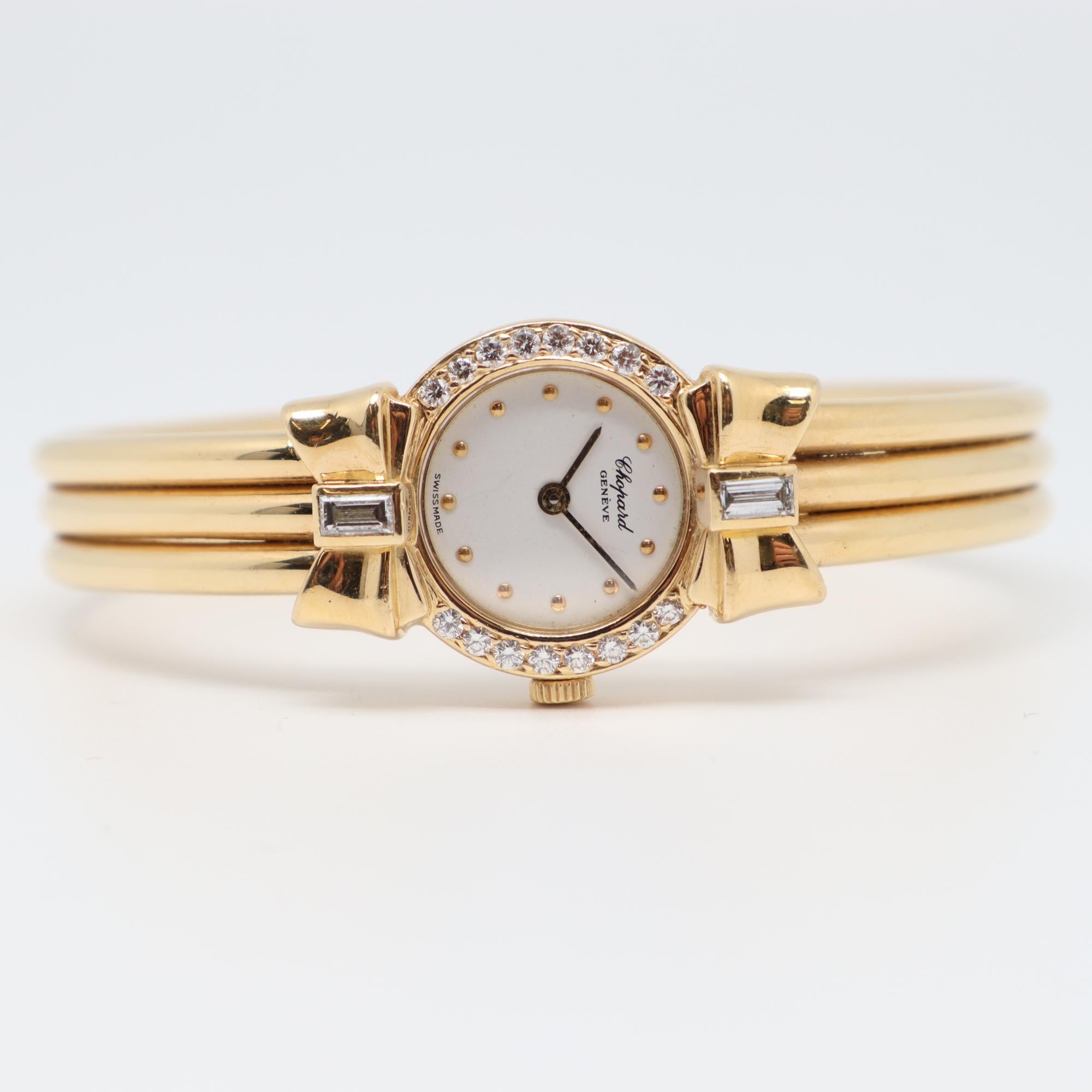Chopard 18 Karat Yellow Gold Diamond 0.58 Carat Quartz Ladies Watch 10/5440 In Excellent Condition In New York, NY