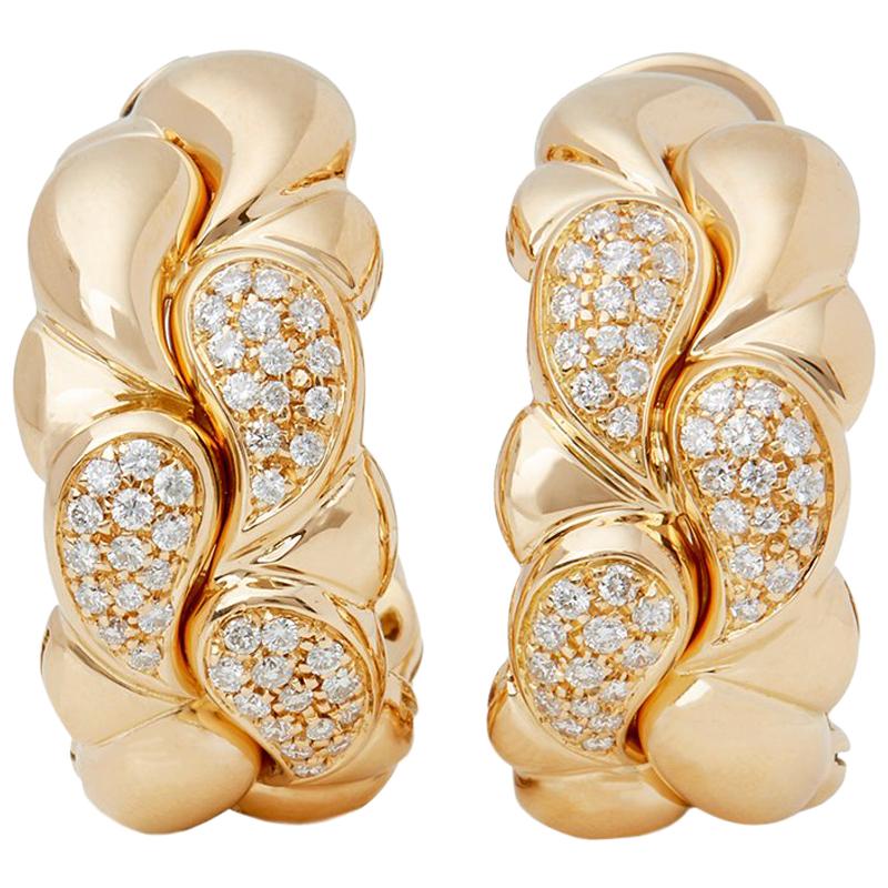 Chopard 18 Karat Yellow Gold Diamond Casmir Earrings