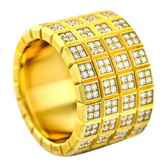 Chopard 18 Karat Yellow Gold Diamond Ice Cube Band Ring