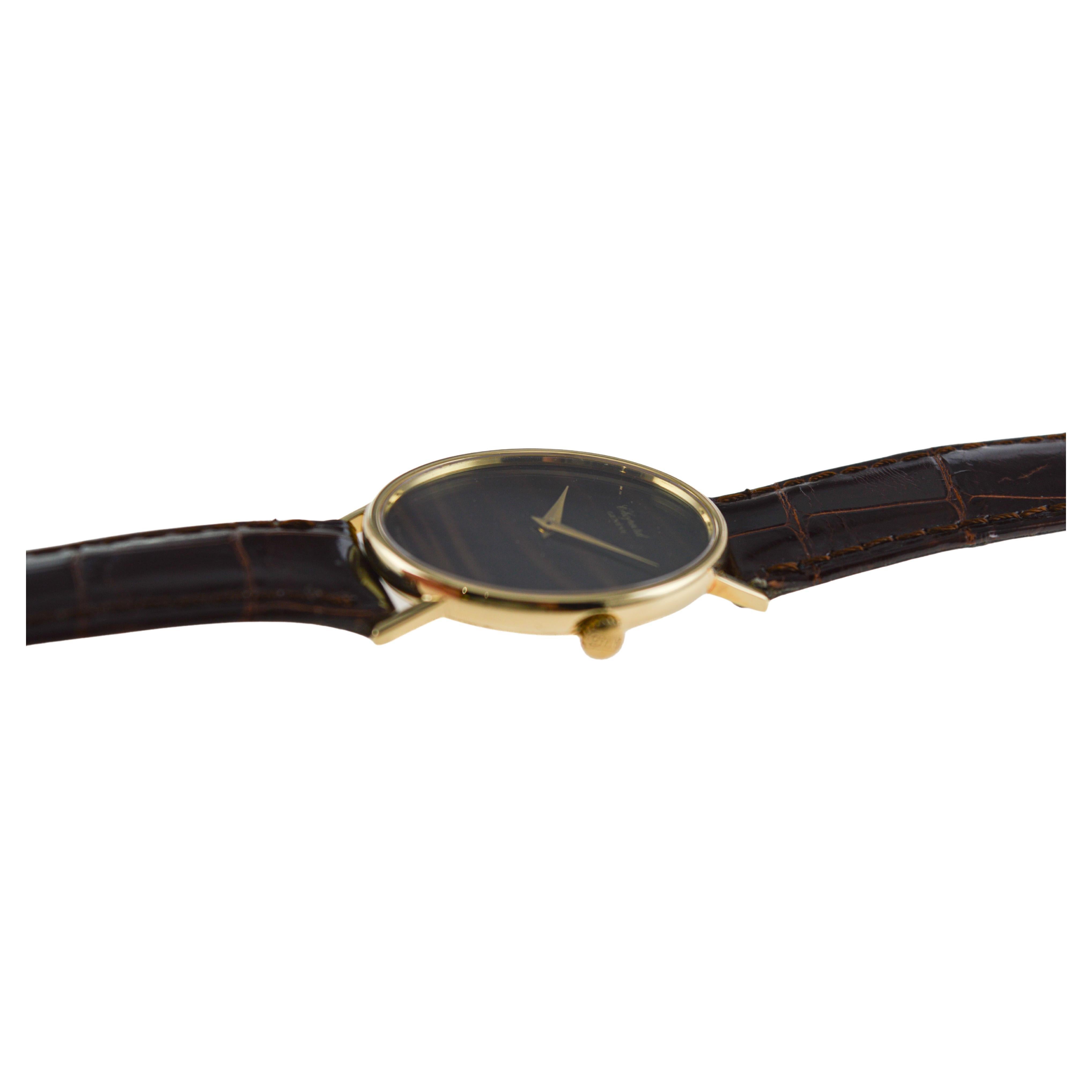 Chopard 18 Karat Yellow Gold Dress Watch with Tiger Eye Dial, circa 1970's For Sale 6
