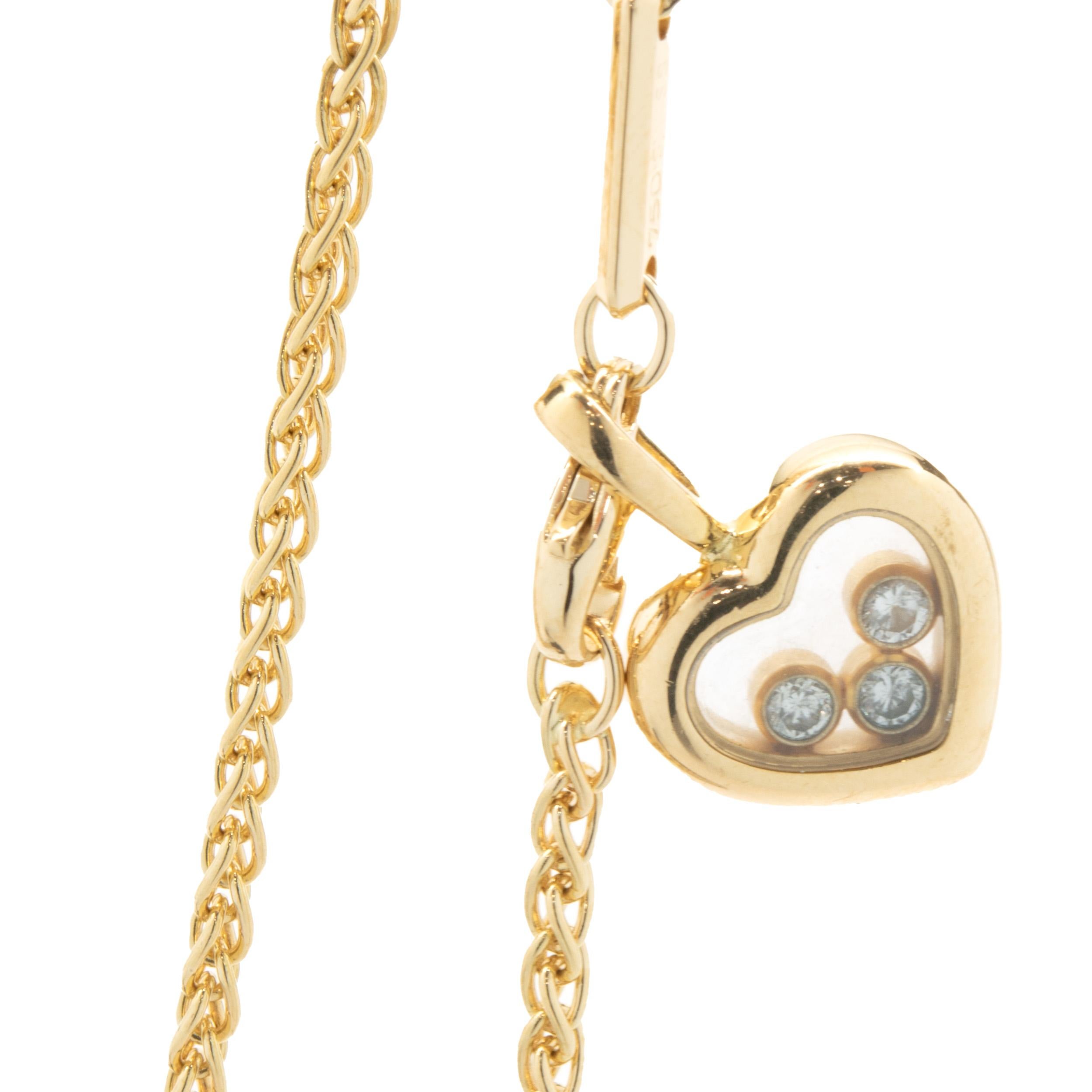 Chopard 18 Karat Yellow Gold Floating Diamond Heart Necklace In Excellent Condition In Scottsdale, AZ