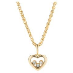 Chopard 18 Karat Yellow Gold Floating Diamond Heart Necklace