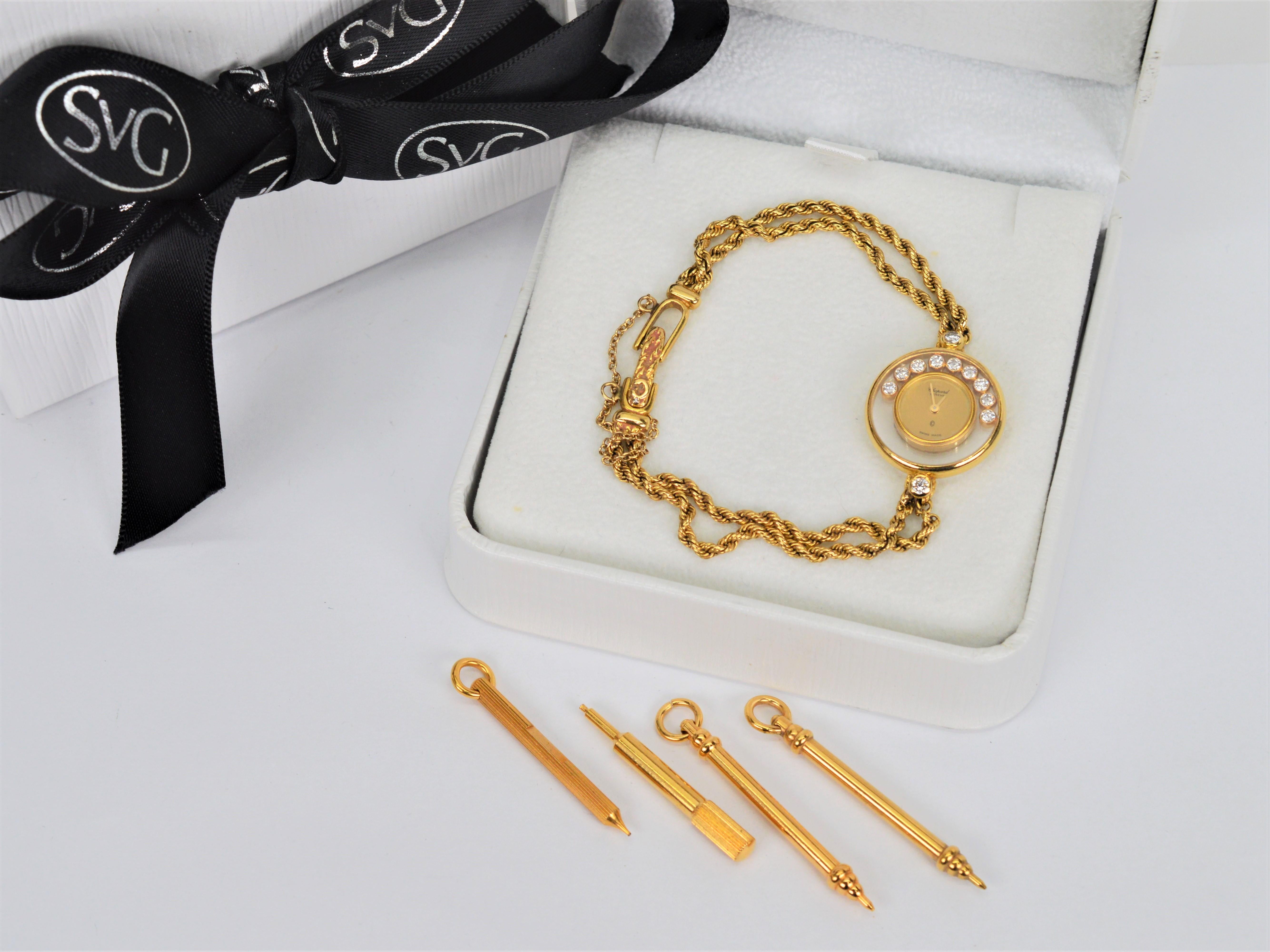 Chopard Montre-bracelet Happy en or jaune 18 carats et diamants en vente 7