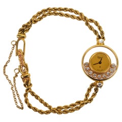 Vintage Chopard 18 Karat Yellow Gold Happy Diamond Bracelet Watch