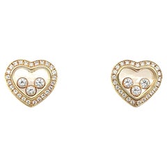 Chopard Herzohrringe aus 18 Karat Gelbgold mit Happy Diamonds
