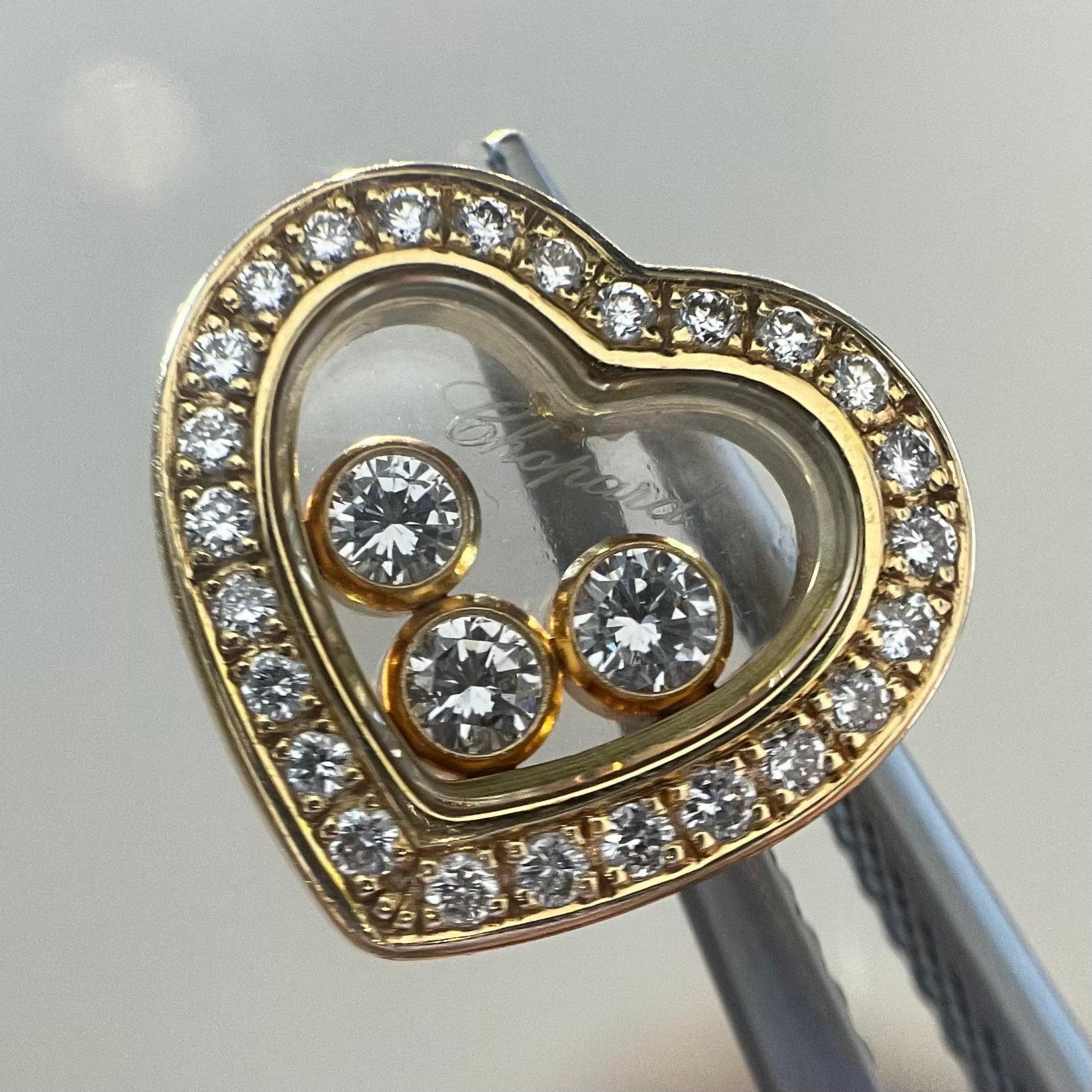 Chopard 18 Karat Yellow Gold Happy Diamonds Heart Earrings In Good Condition For Sale In Zurich, CH