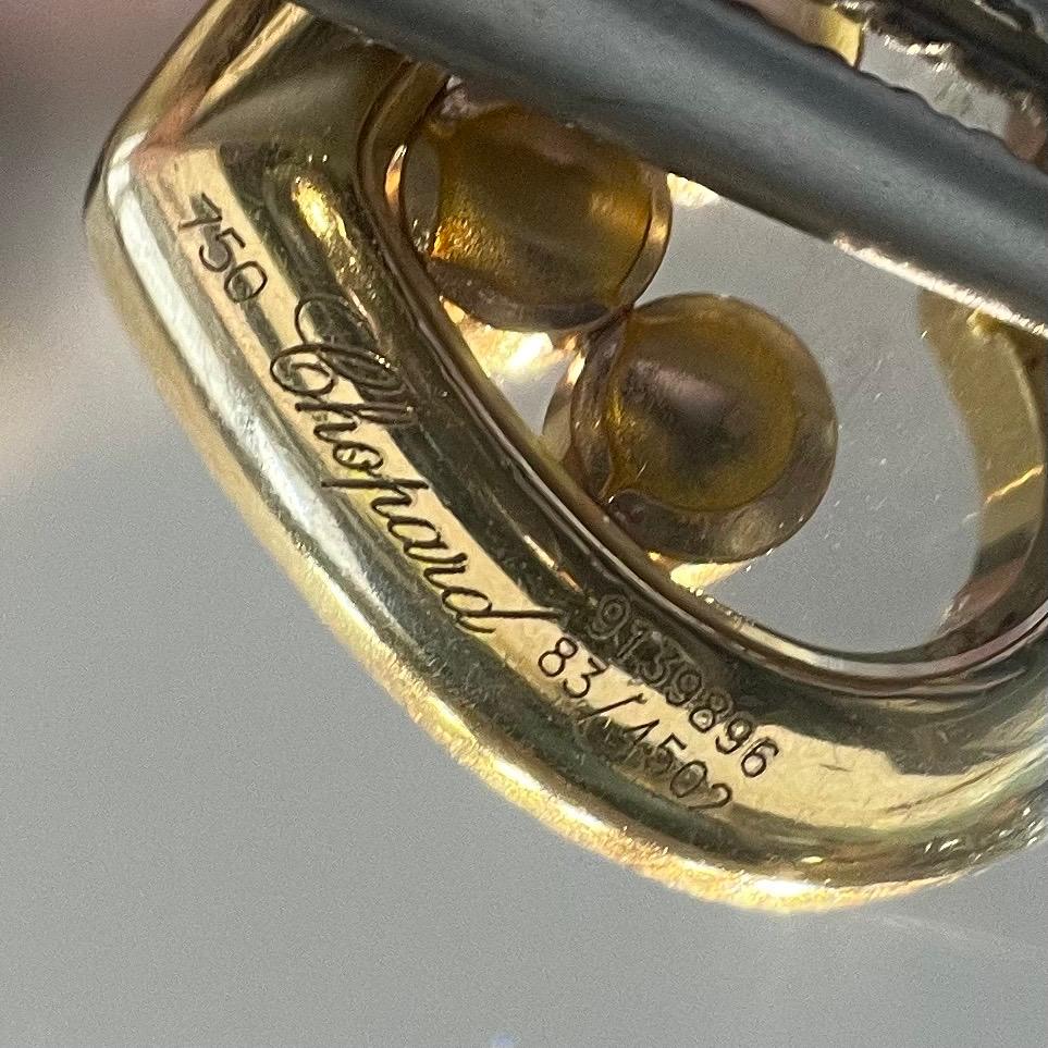 Women's or Men's Chopard 18 Karat Yellow Gold Happy Diamonds Heart Earrings For Sale