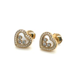 Chopard Pendientes Corazón Diamantes Felices Oro Amarillo 18 Kilates
