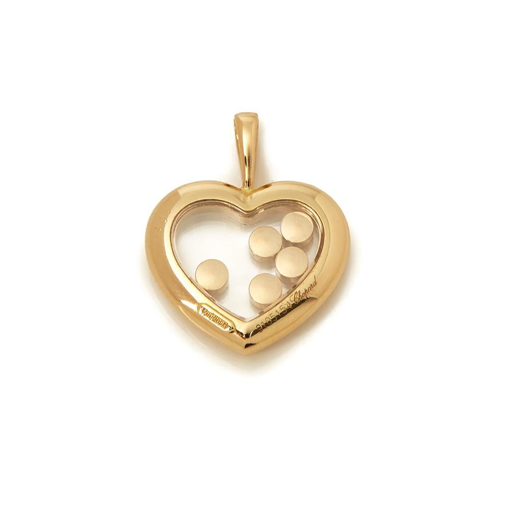 Xupes Code: COM1821
Brand: Chopard
Description: 18k Yellow Gold Happy Diamonds Heart Pendant 
Accompanied With: Xupes Presentation Box
Gender: Ladies
Pendant Length: 2cm
Pendant Width: 1.6cm
Condition: 8
Material: Yellow Gold
Total Weight:
