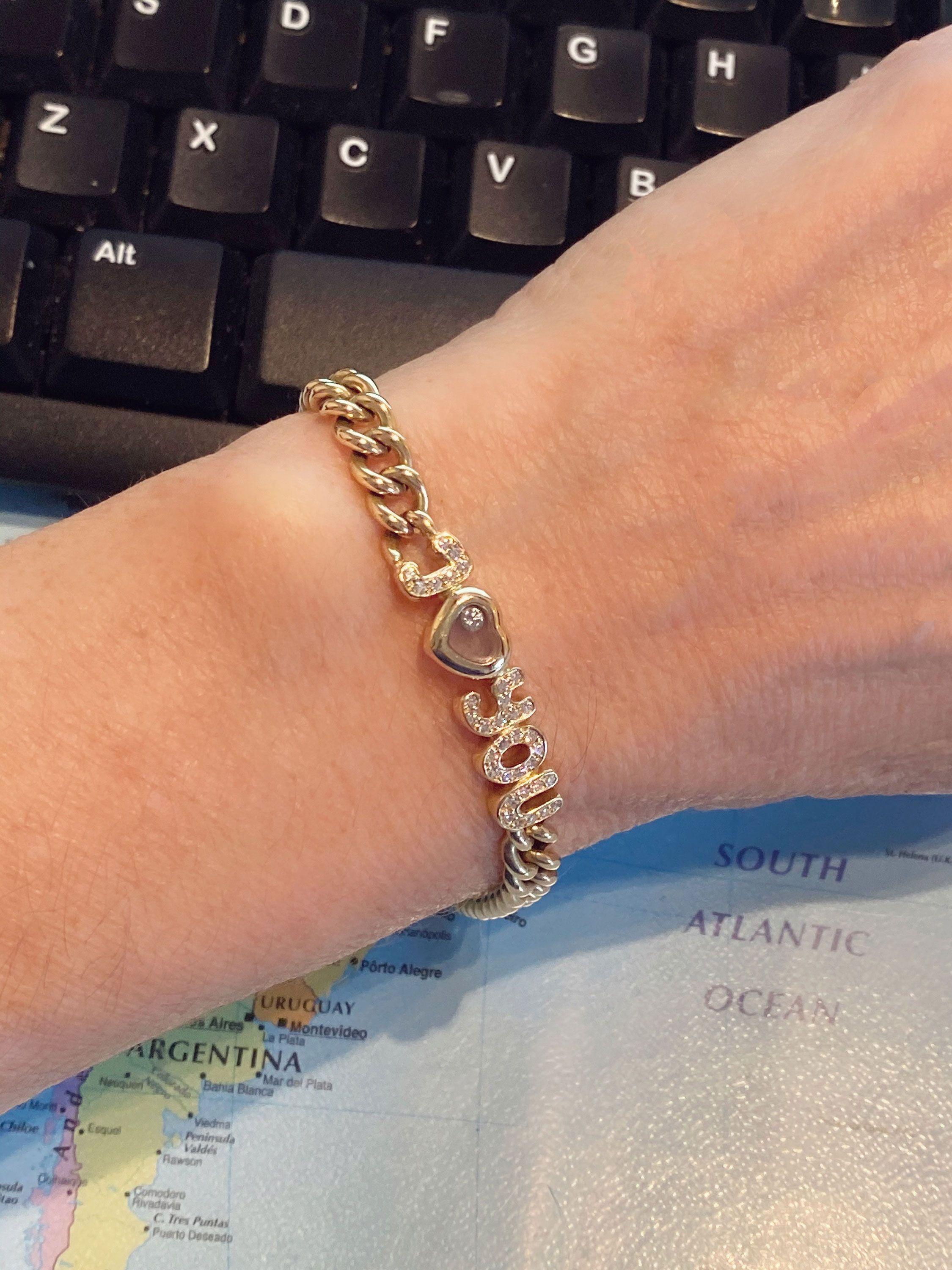 Chopard 18 Karat Yellow Gold Happy Diamonds I Love You Bracelet 1