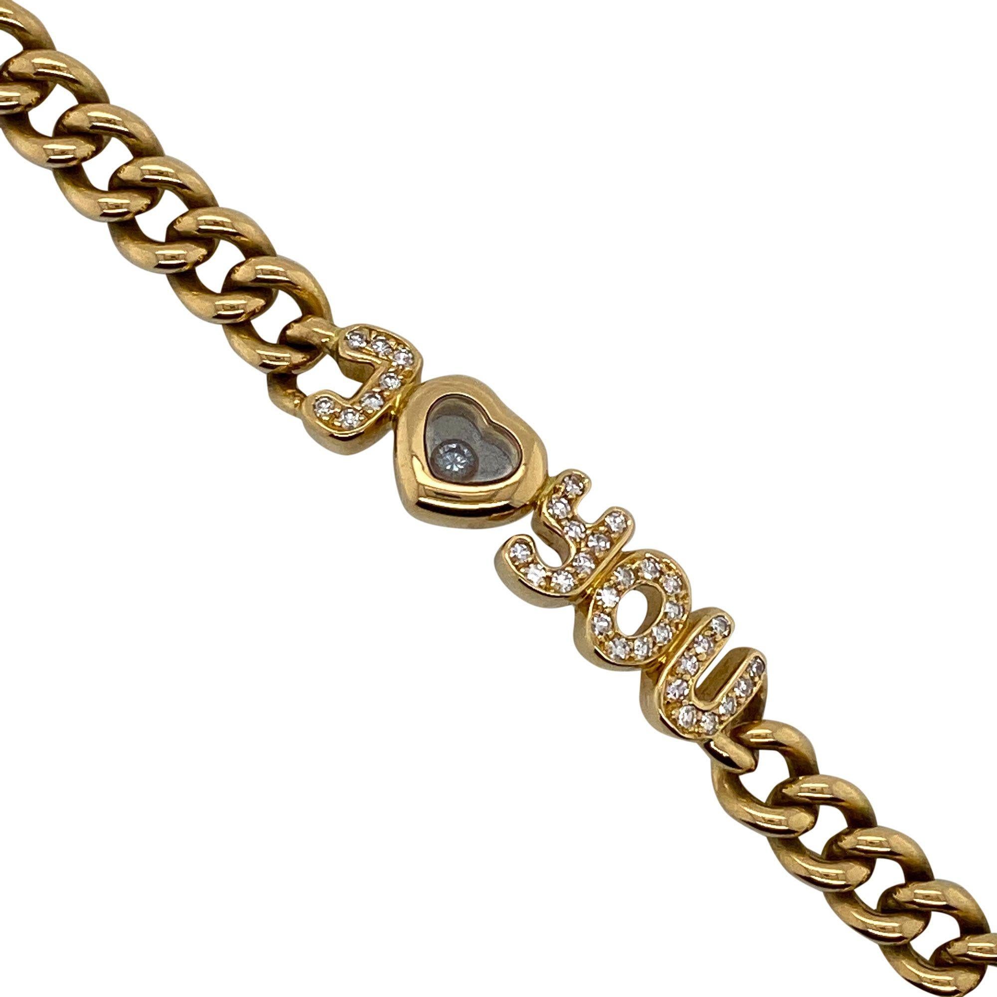 Chopard 18 Karat Yellow Gold Happy Diamonds I Love You Bracelet In Good Condition In QLD , AU