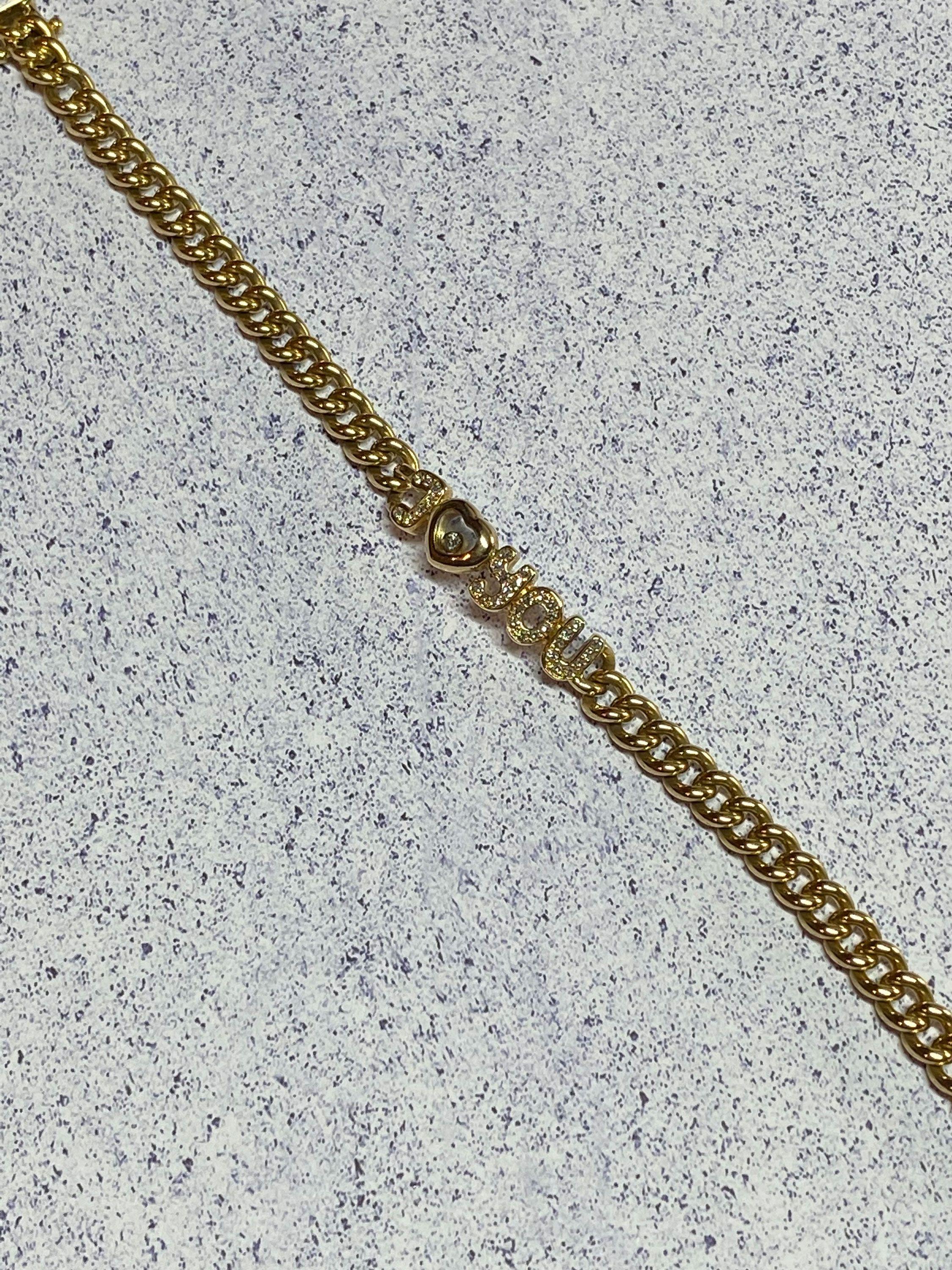 Women's Chopard 18 Karat Yellow Gold Happy Diamonds I Love You Bracelet