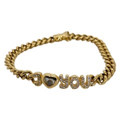 Vintage Chopard 18 Karat Yellow Gold Happy Diamonds I Love You Bracelet
