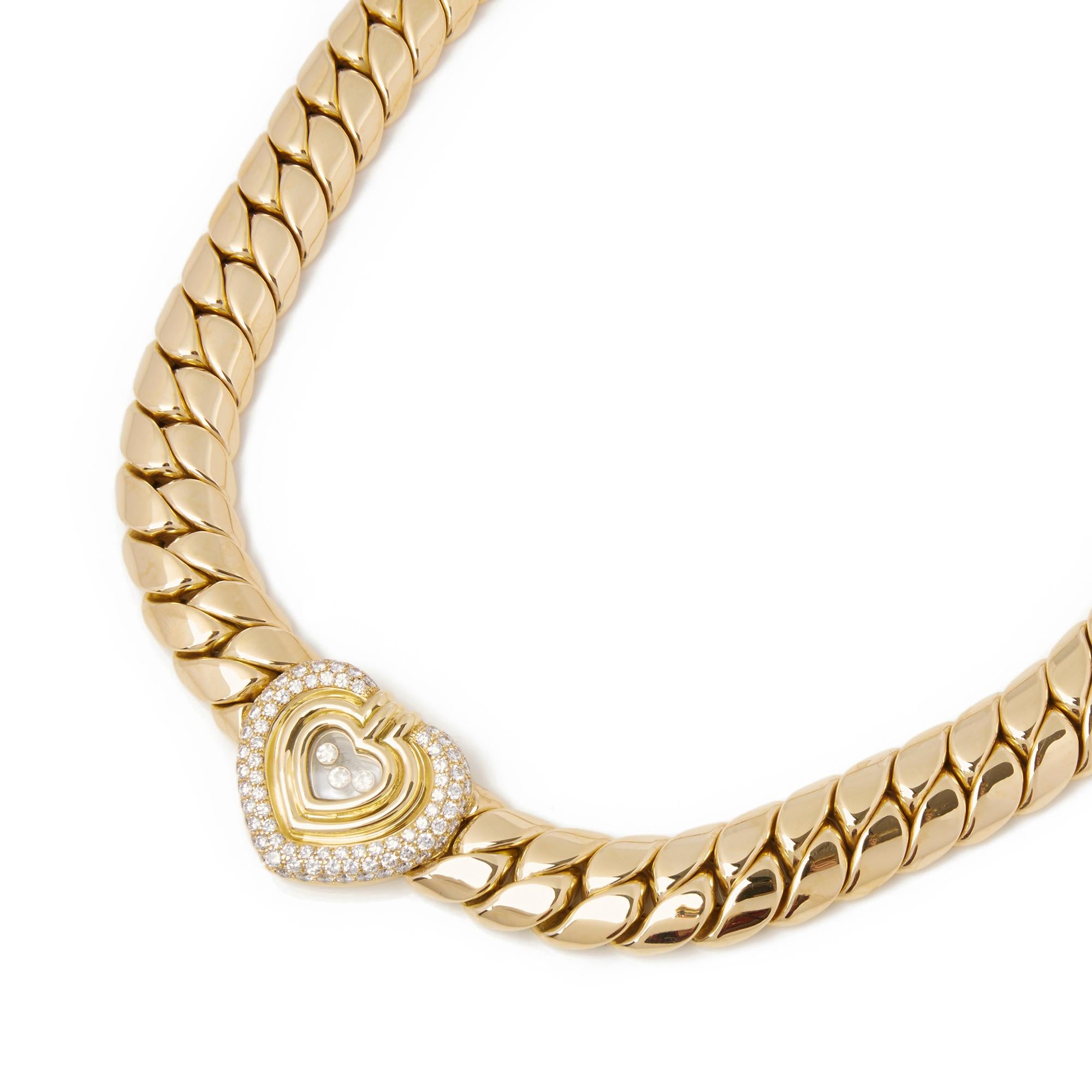 Modern Chopard 18 Karat Yellow Gold Happy Diamonds Large Statement Necklace