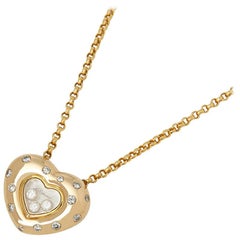 Chopard 18 Karat Yellow Gold Happy Diamonds Spotted Heart Pendant Necklace