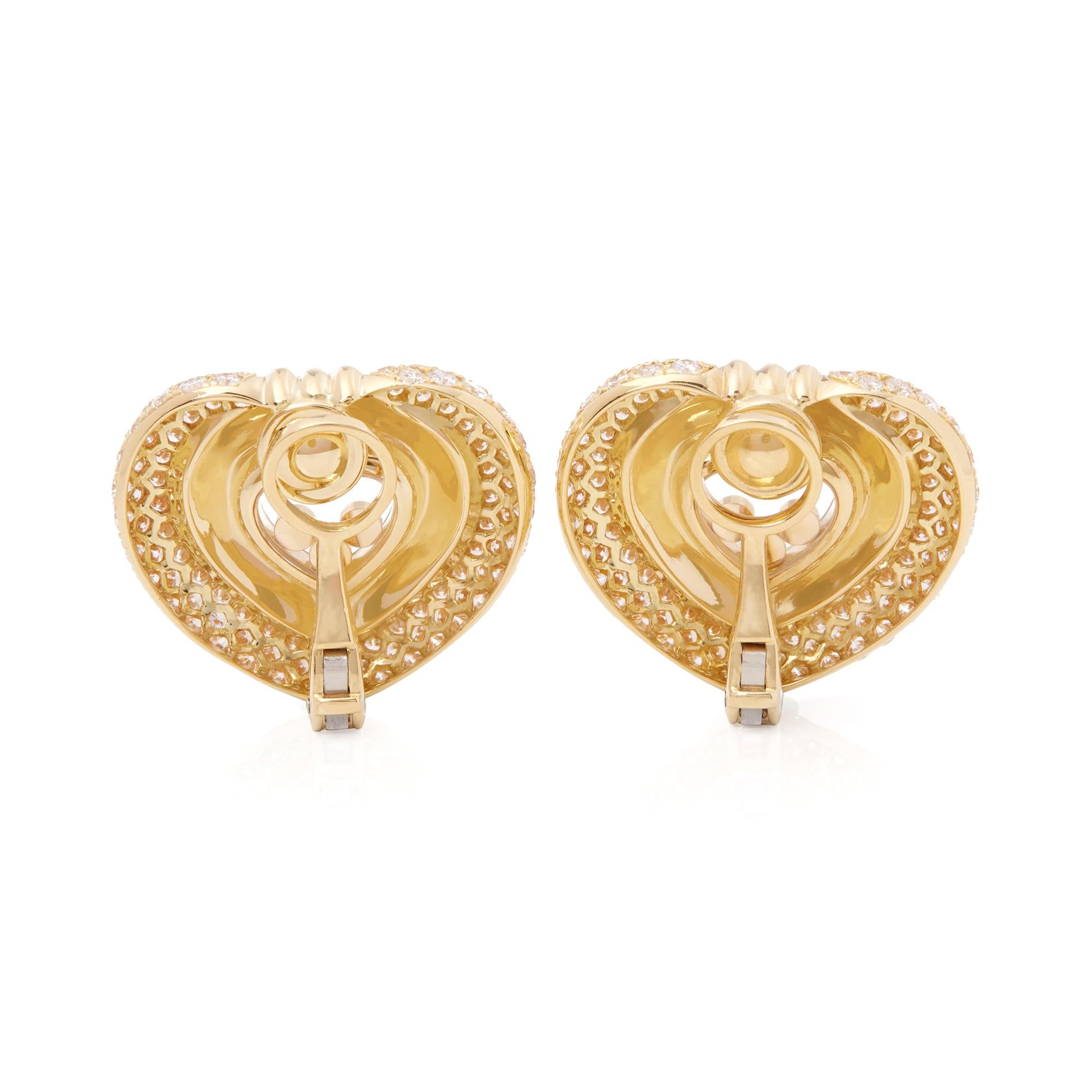 Modern Chopard 18 Karat Yellow Gold Large Happy Diamonds Earrings