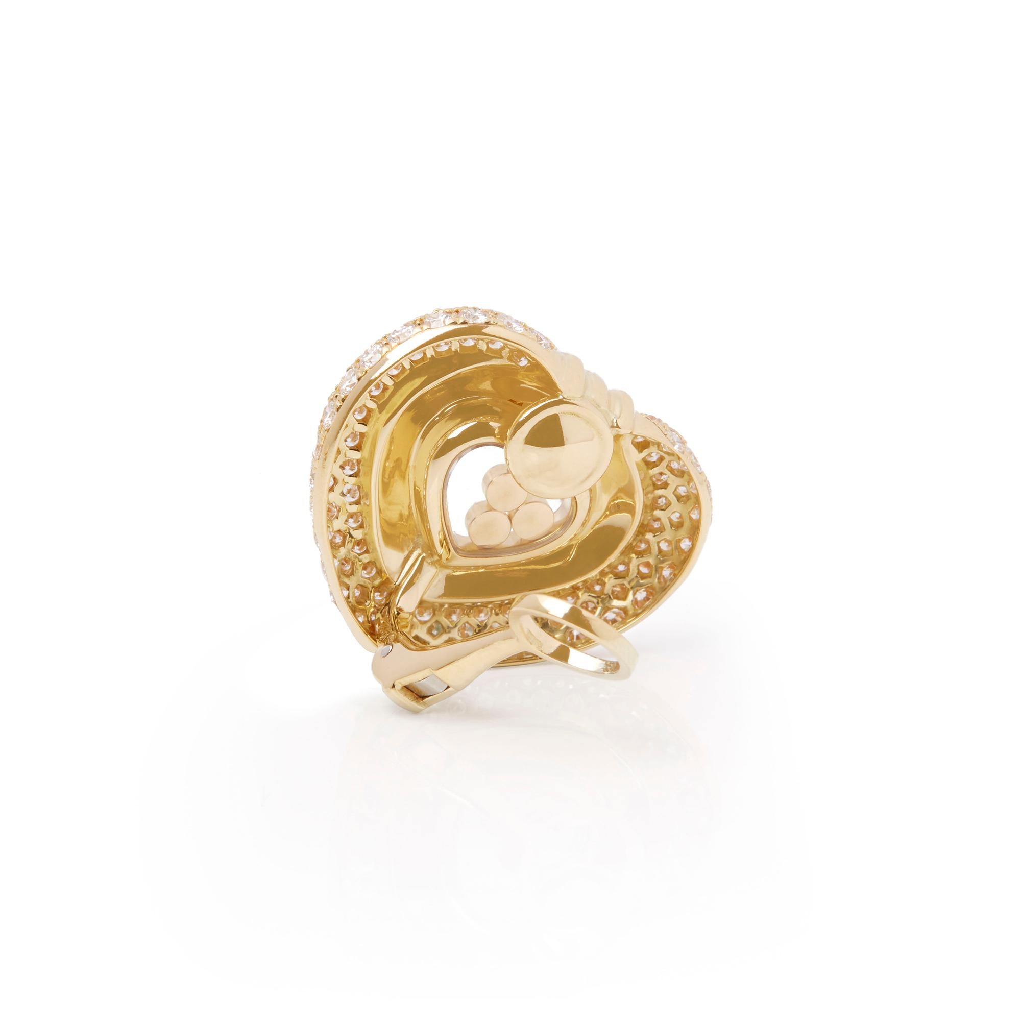 Women's Chopard 18 Karat Yellow Gold Large Happy Diamonds Earrings