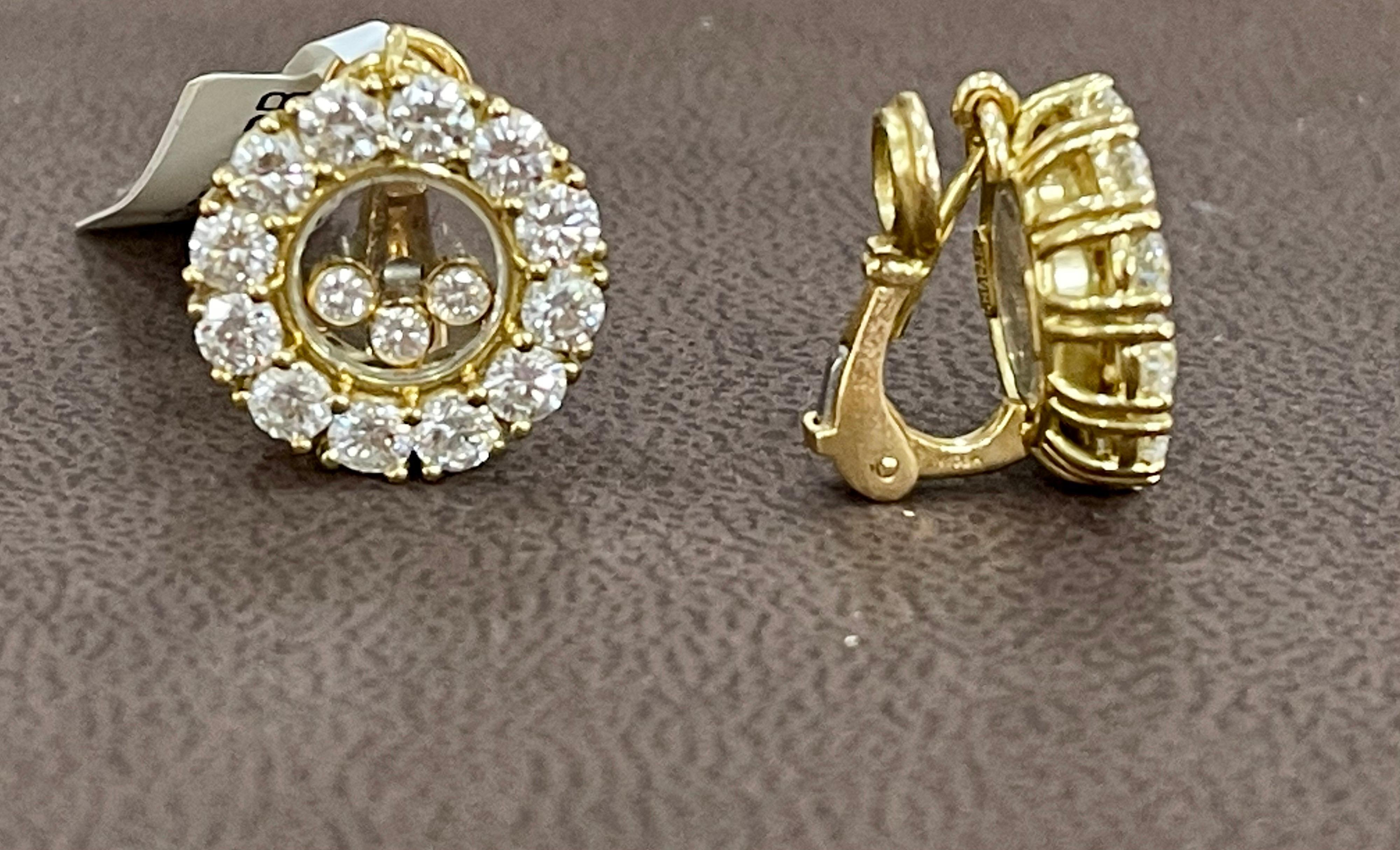 Chopard 18 Karat Yellow Gold Large Happy Diamonds Round Earring Floating Diamond 5