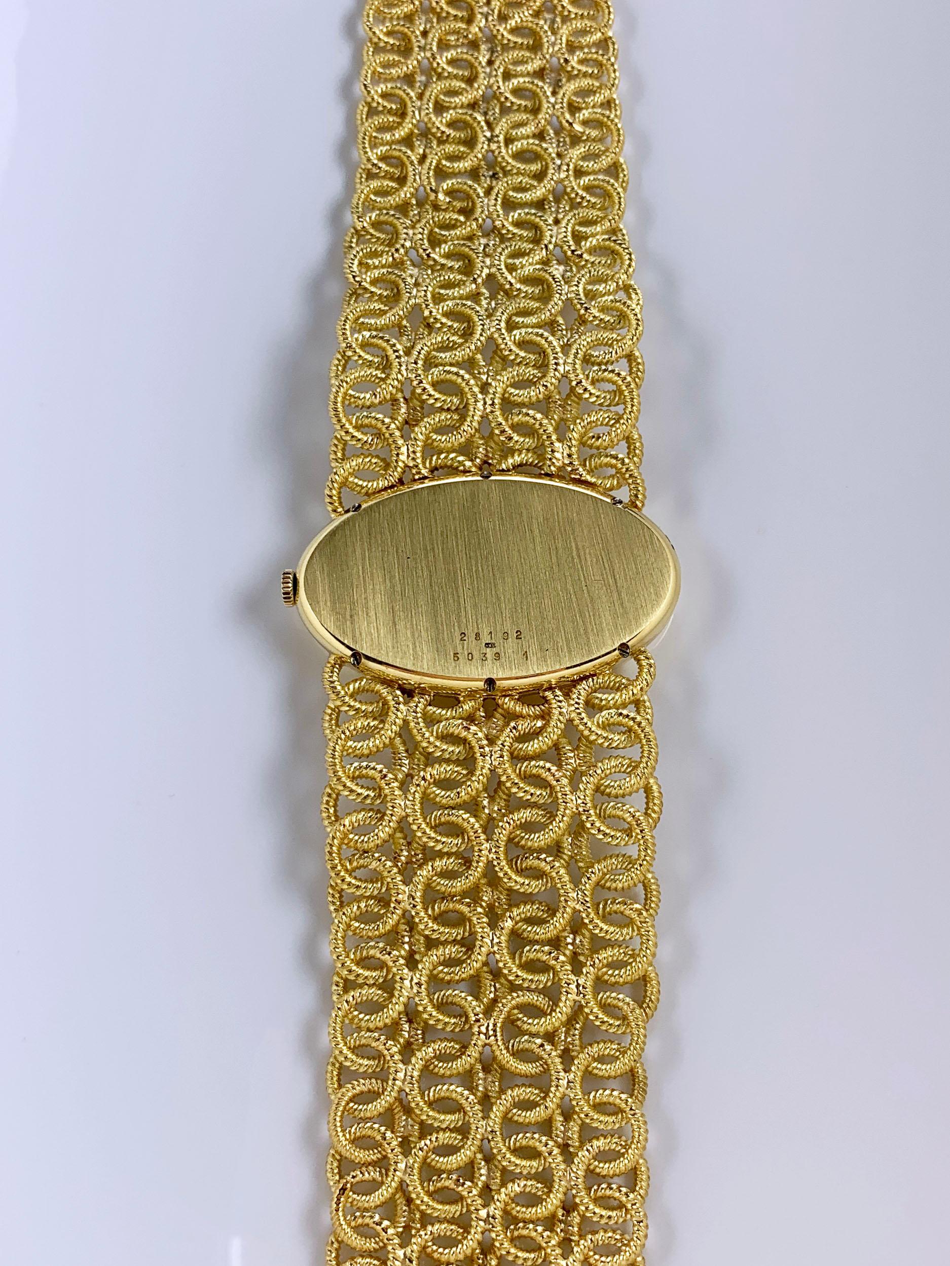 Women's or Men's Chopard 18 Karat Yellow Gold Tiger's Eye Bracelet Watch, 1970s For Sale