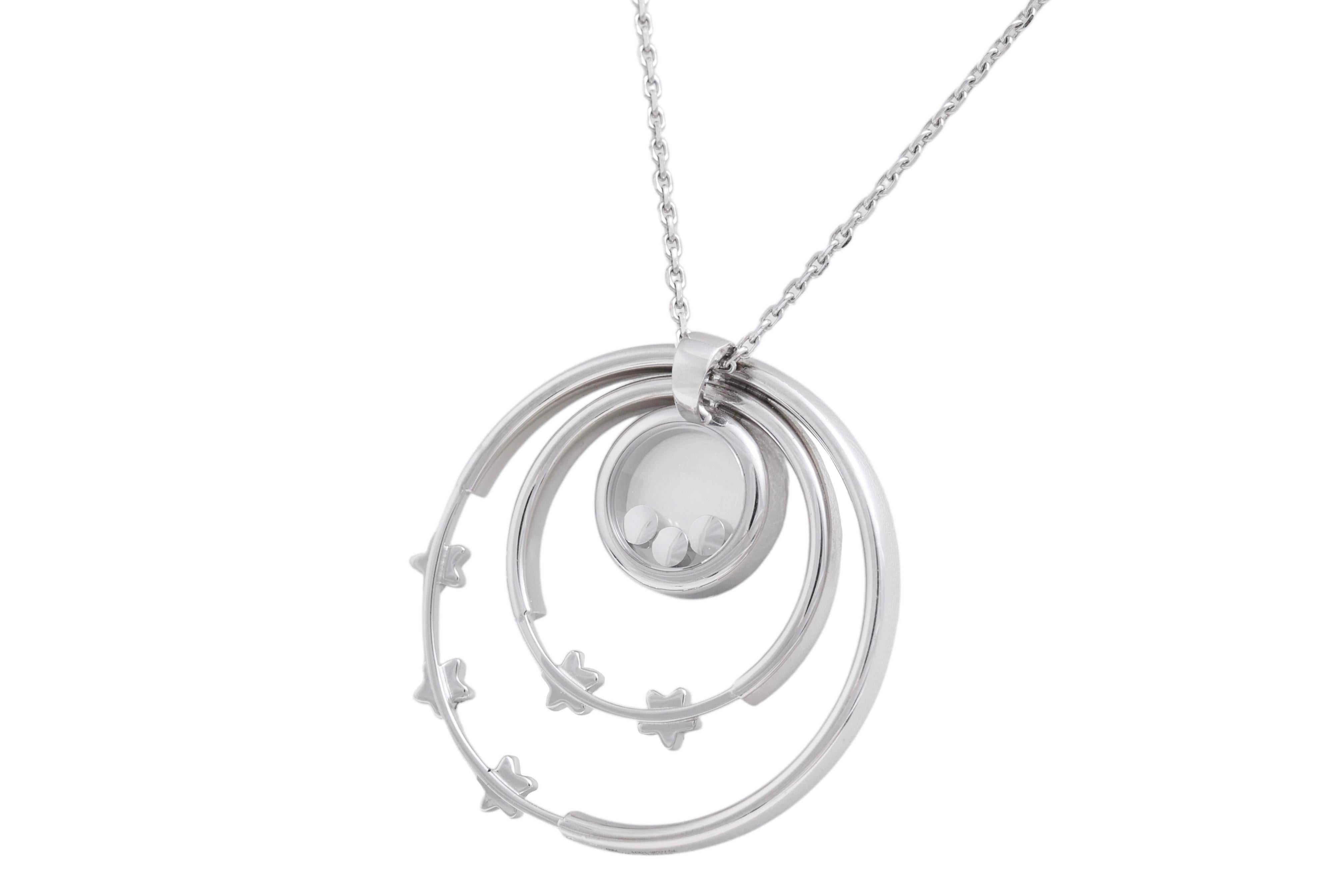 Chopard Collier / pendentif Happy Diamonds en or blanc 18 ct et diamants en vente 4