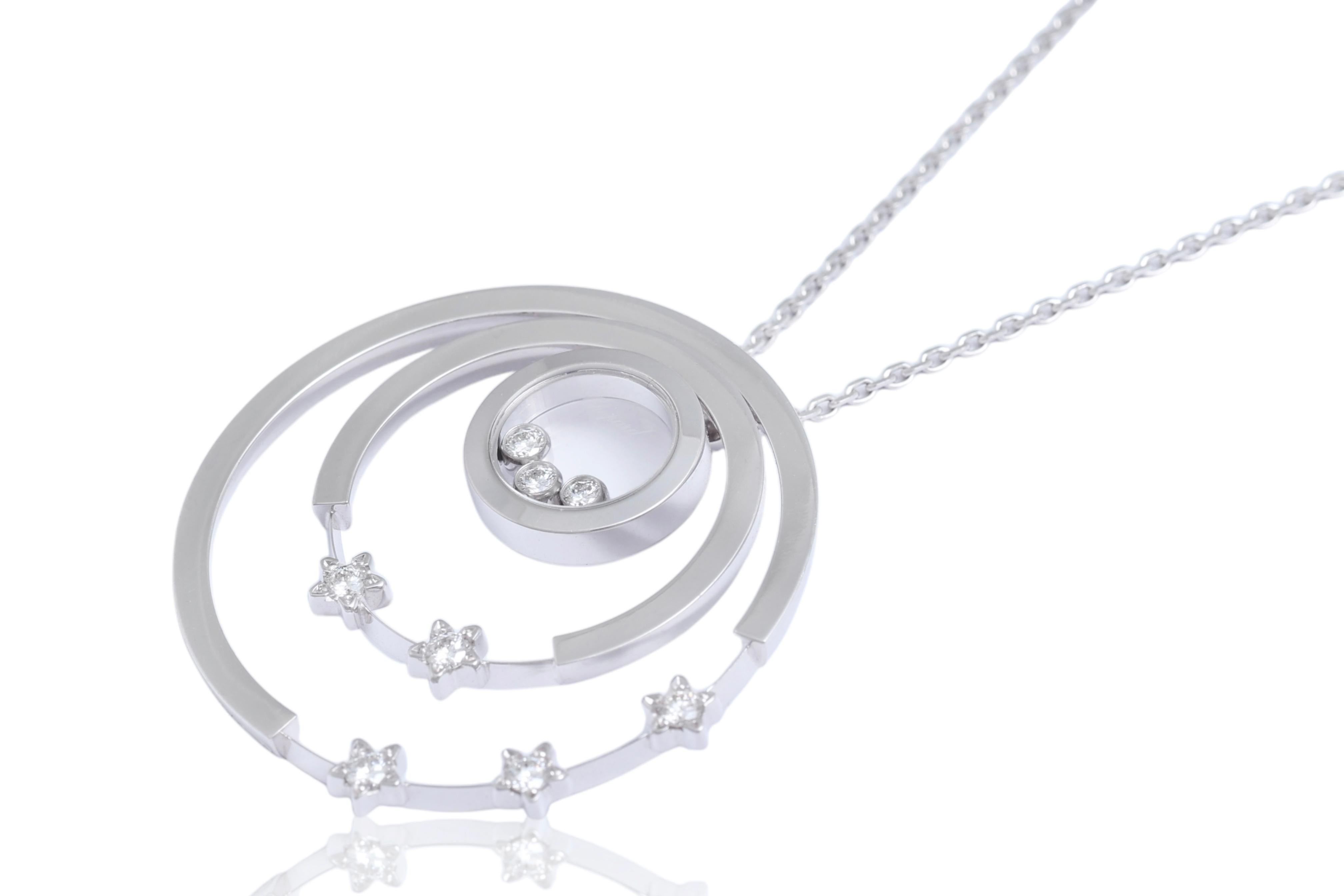 Chopard Collier / pendentif Happy Diamonds en or blanc 18 ct et diamants en vente 5